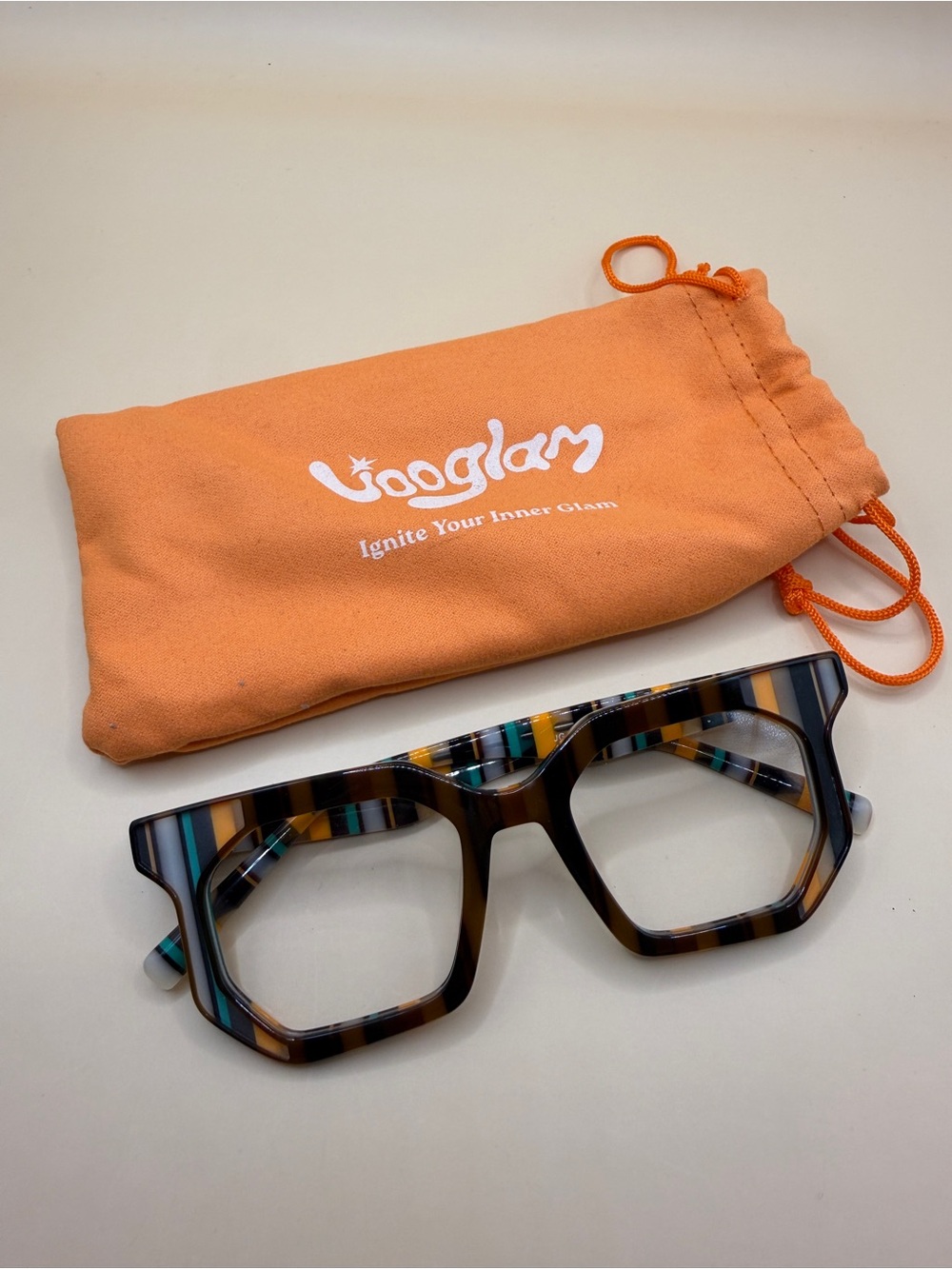 Vooglam Multicolor Striped Glasses Frame, No prescription